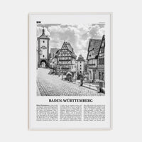 Baden-Württemberg No 1 Poster White Wood / 8x12 in Nbourhood Travel B&W Poster