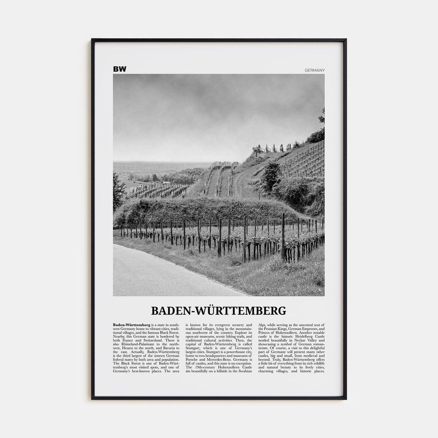 Baden-Württemberg No 2 Poster None / 8x12 in Nbourhood Travel B&W Poster