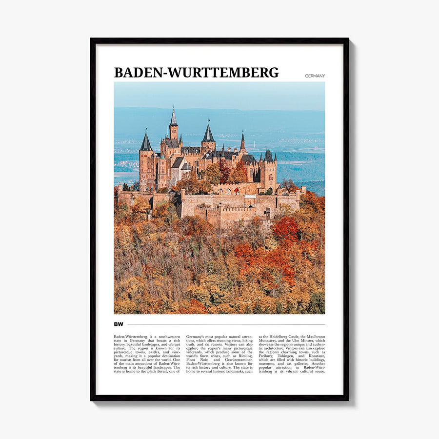 Baden-Württemberg Travel No 1 Poster, framed poster mockup
