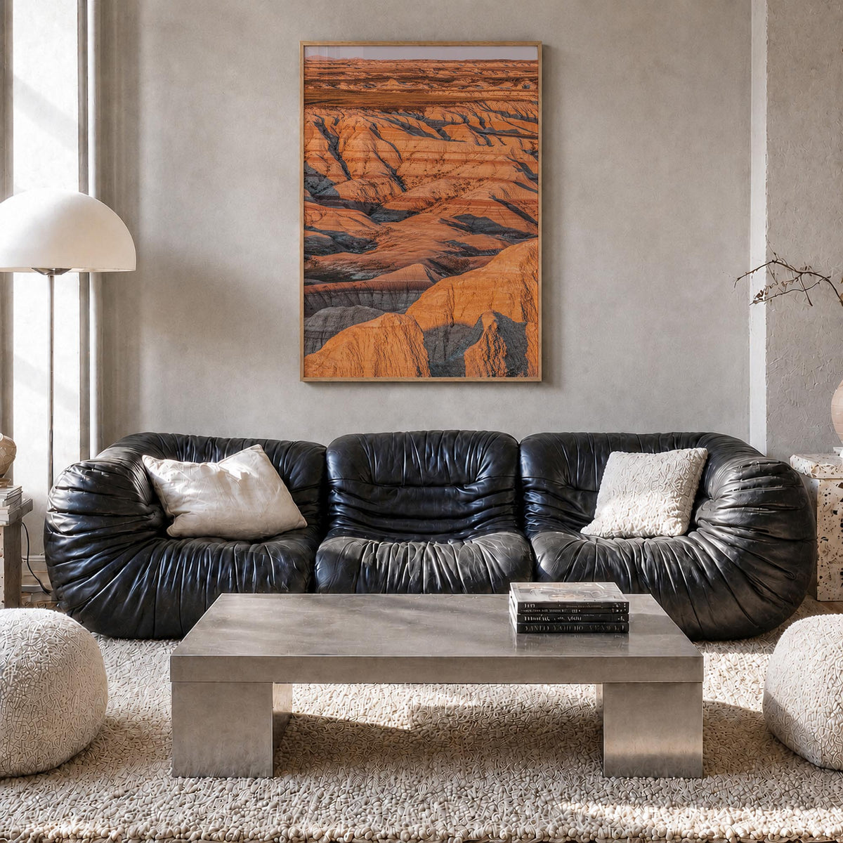 Badlands National Park colorful photo poster of South Dakota, USA – vertical wall art in natural wood frame, hanging on wall
