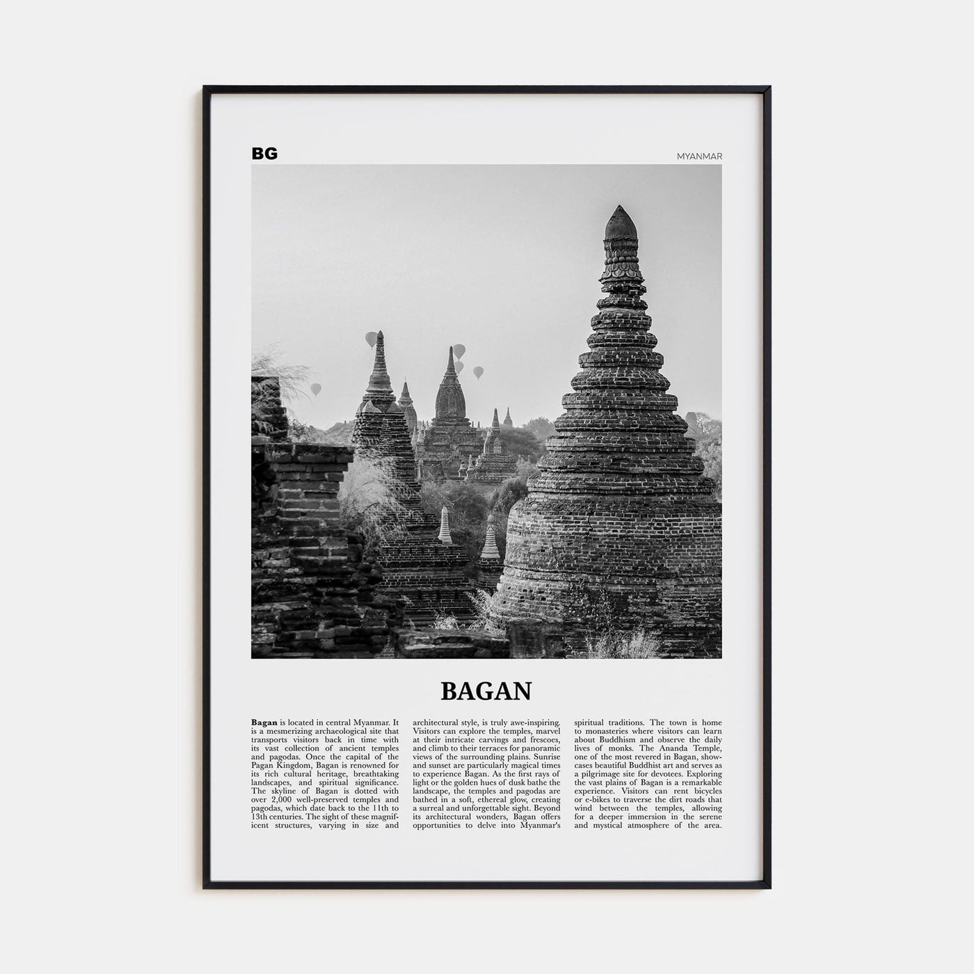 Bagan Poster None / 8x12 in Nbourhood Travel B&W Poster