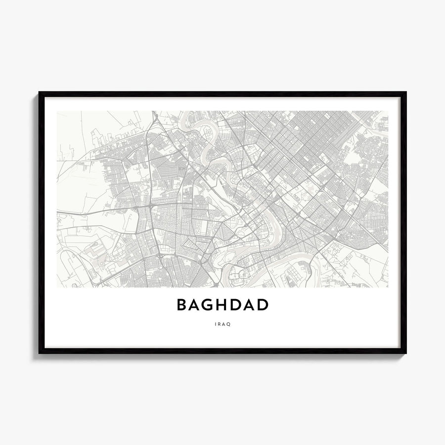 Baghdad Map Poster, framed poster mockup
