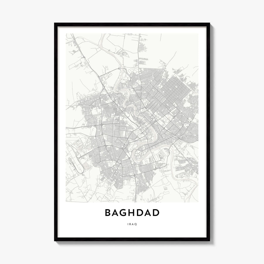 Baghdad Map Poster, framed poster mockup
