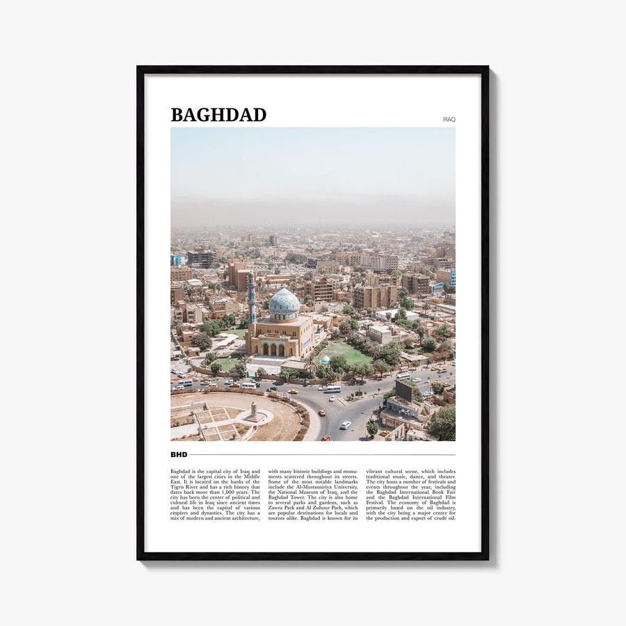 Baghdad no. 1 colorful travel poster of Iraq – vertical wall art, unframed print shown in interior mockup