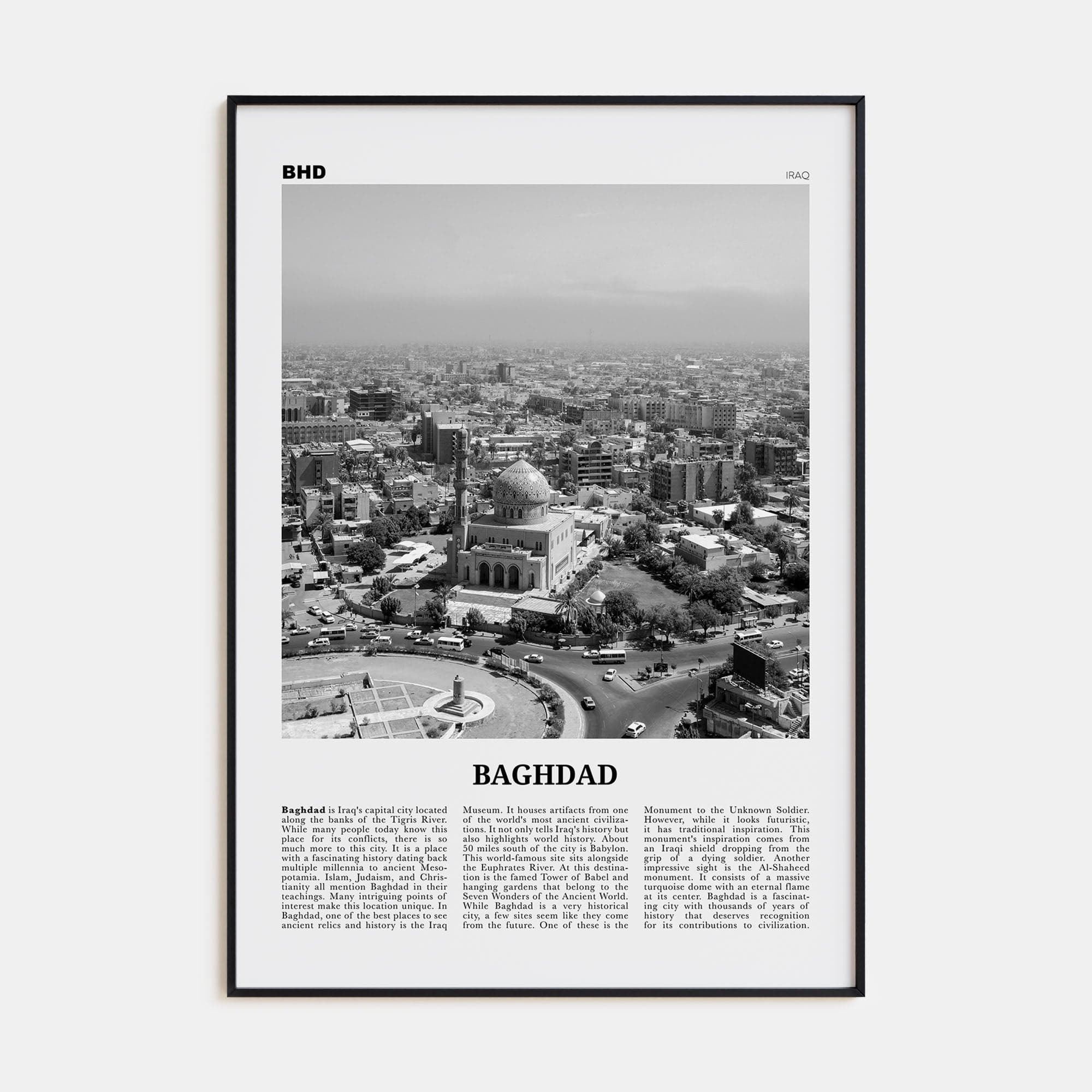 Baghdad Poster None / 8x12 in Nbourhood Travel B&W Poster