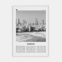 Bahrain Poster White Wood / 8x12 in Nbourhood Travel B&W Poster