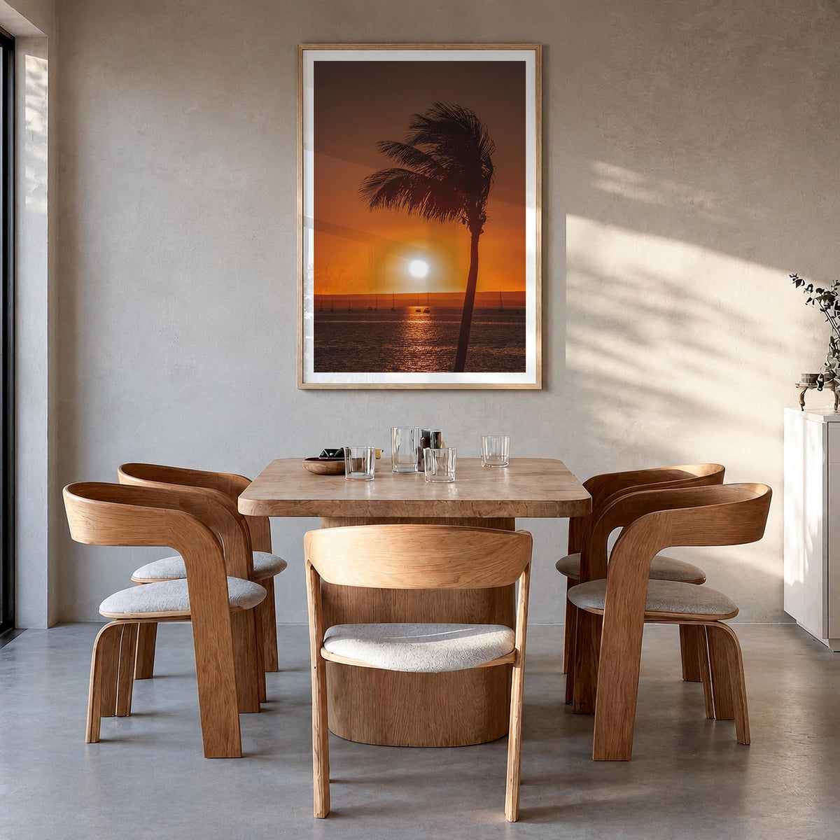 Baja California Sur no. 2 colorful photo poster of Mexico – vertical wall art in natural wood frame with white border, hangin