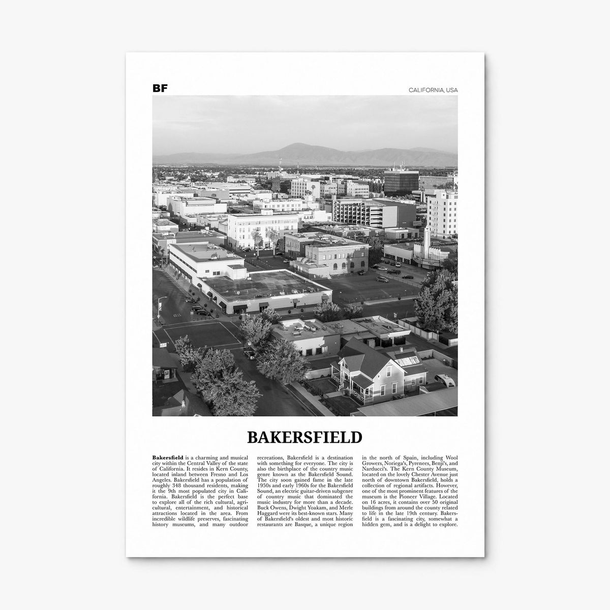 Bakersfield Newspaper Poster, print only (unframed)