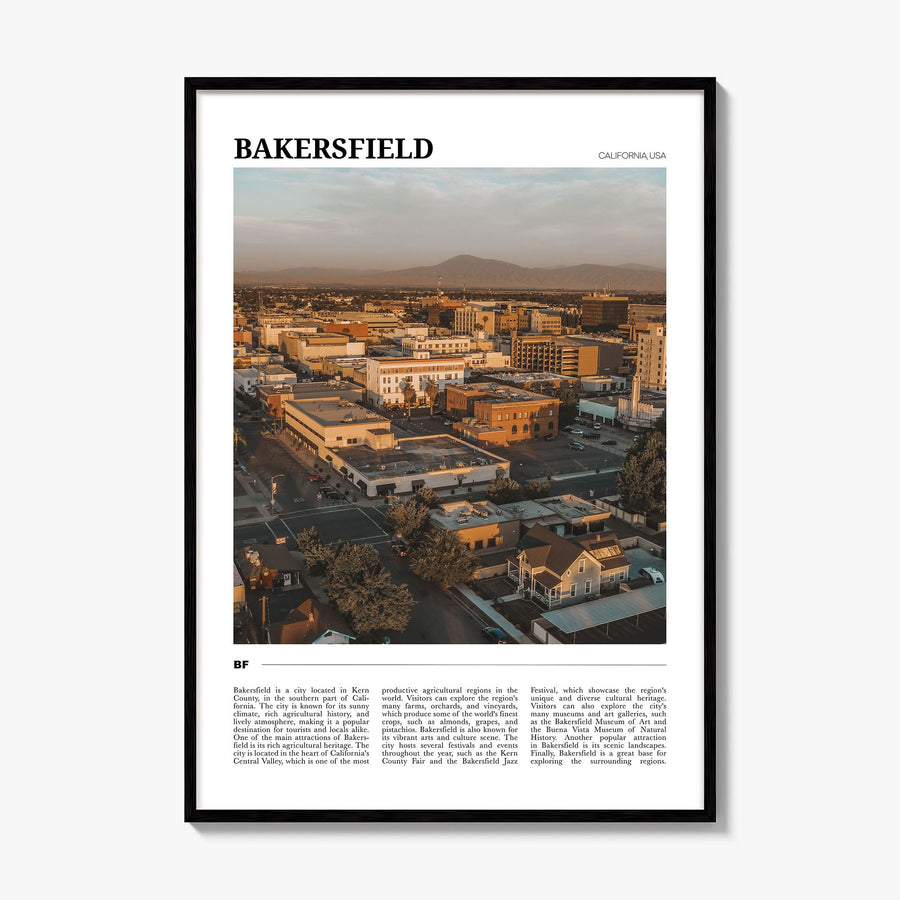 Bakersfield Travel Poster, framed poster mockup