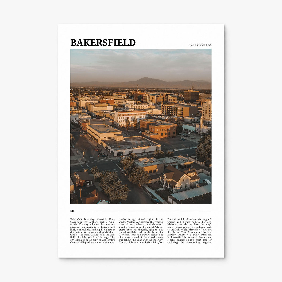 Bakersfield Travel Poster, print only (unframed)