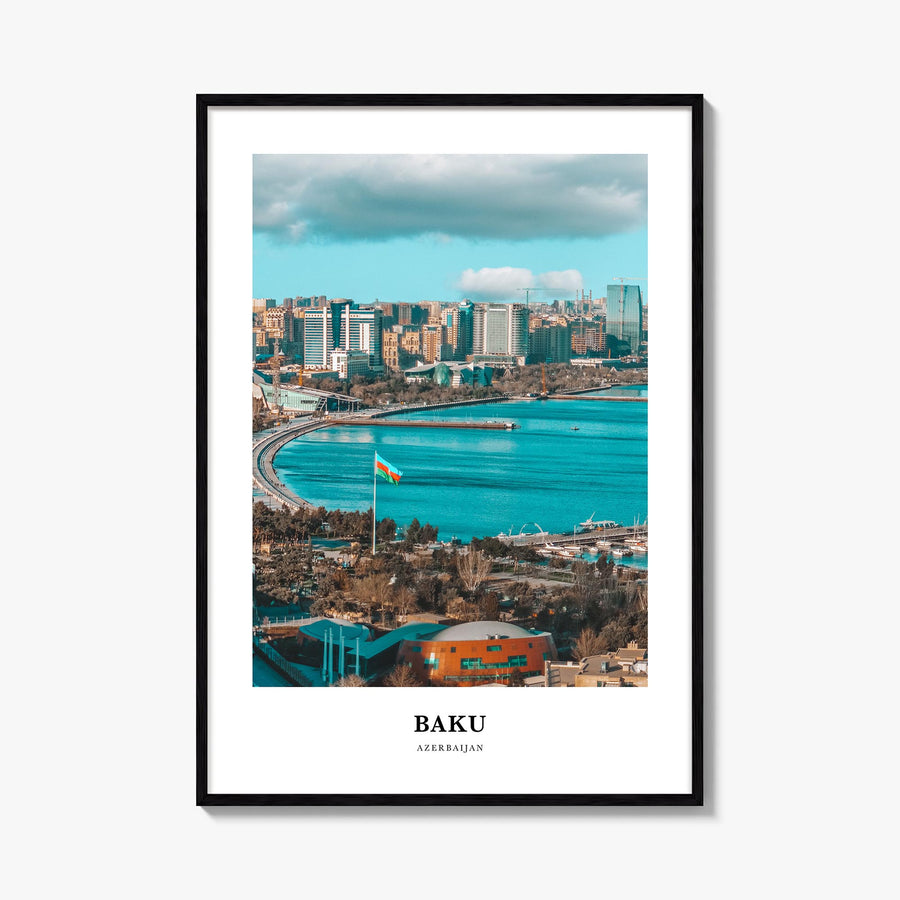 Baku colorful classic poster of Azerbaijan – vertical wall art, unframed print shown in interior mockup