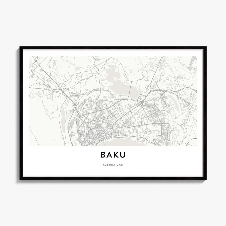 Baku Map Poster, framed poster mockup