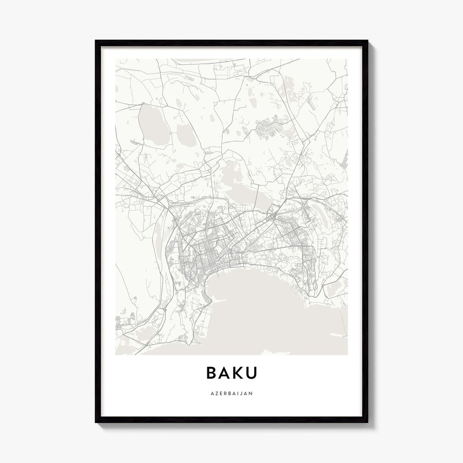 Baku Map Poster, framed poster mockup