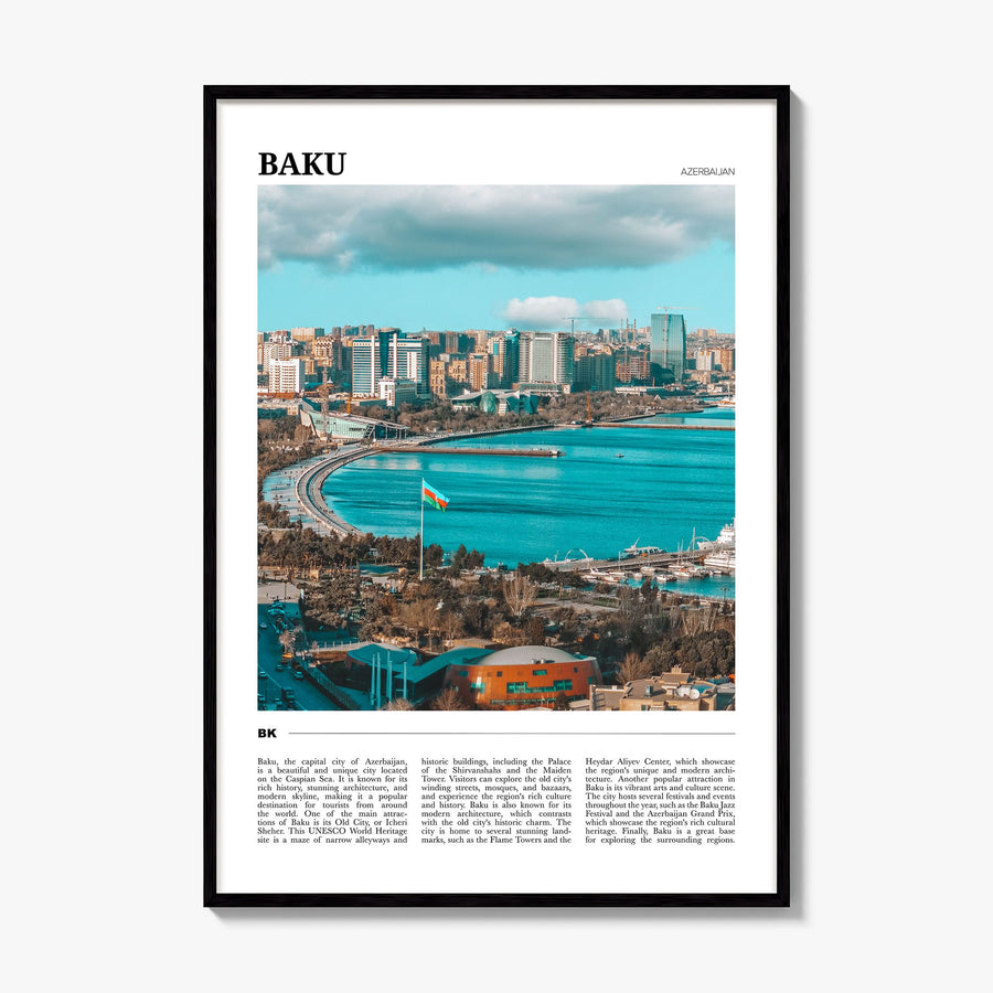 Baku Travel Poster, framed poster mockup