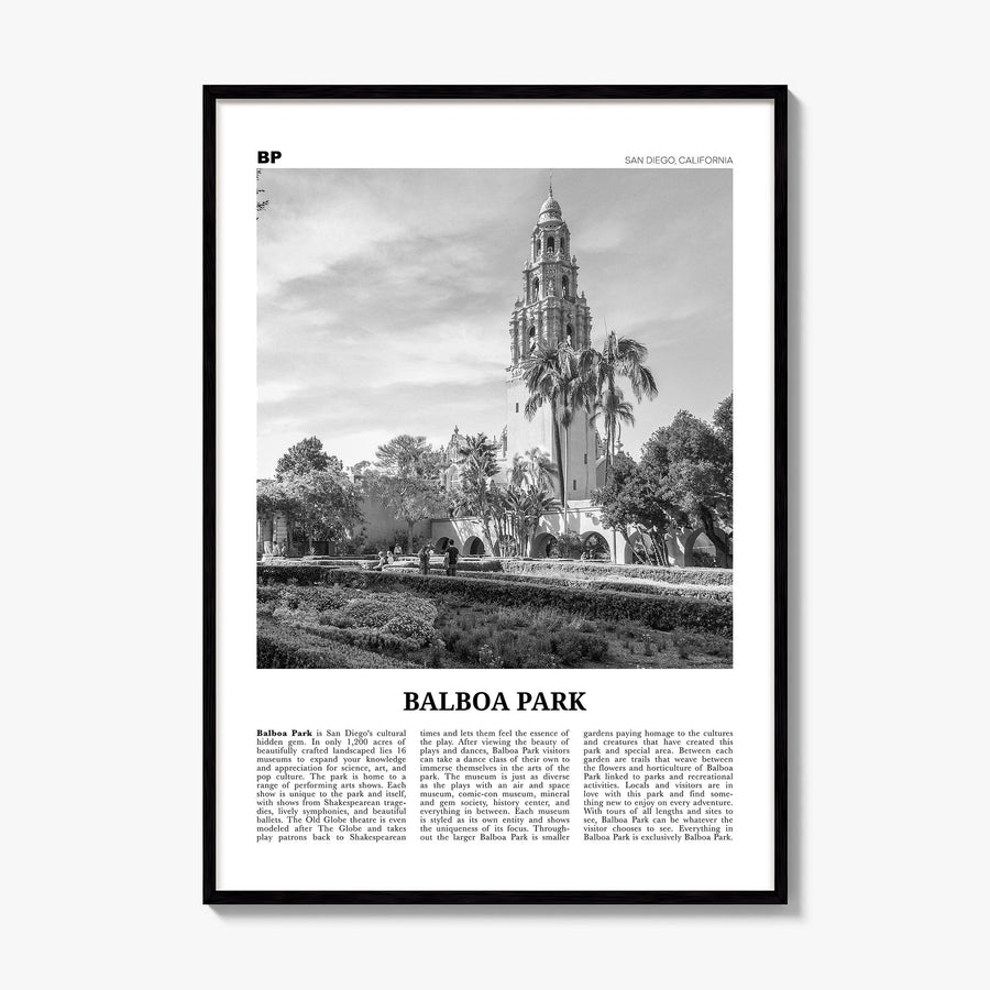 Balboa Park Newspaper Poster, framed poster mockup