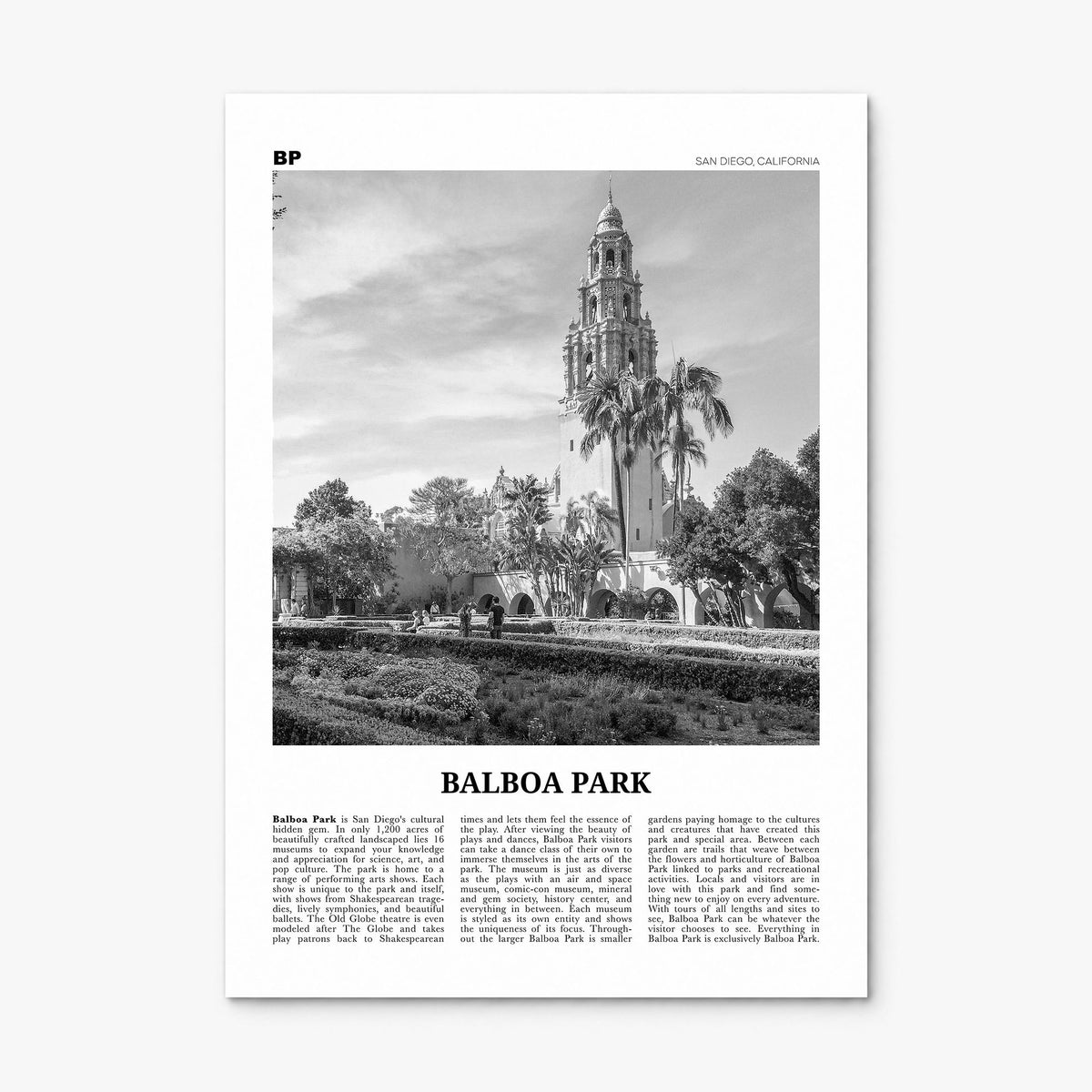 Balboa Park Newspaper Poster, print only (unframed)