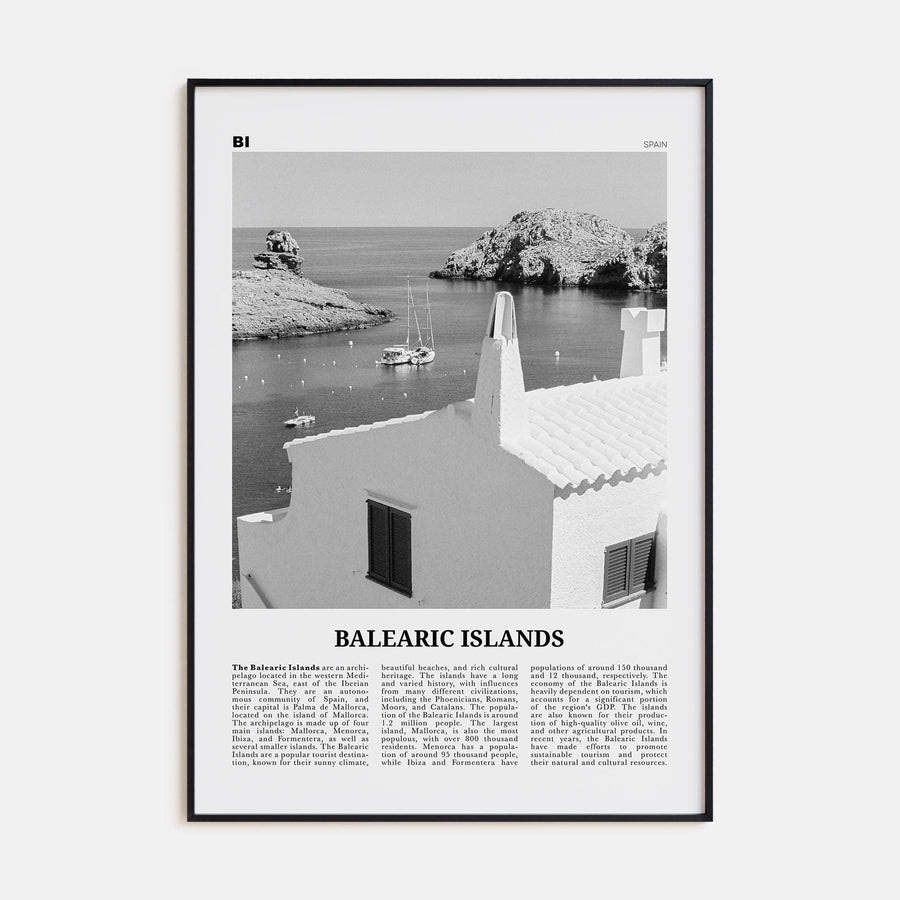 Balearic Islands Poster None / 8x12 in Nbourhood Travel B&W Poster