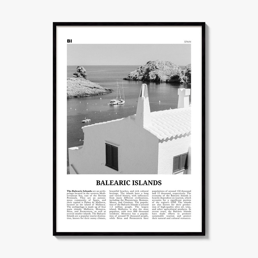 Balearic Islands Newspaper Poster, framed poster mockup
