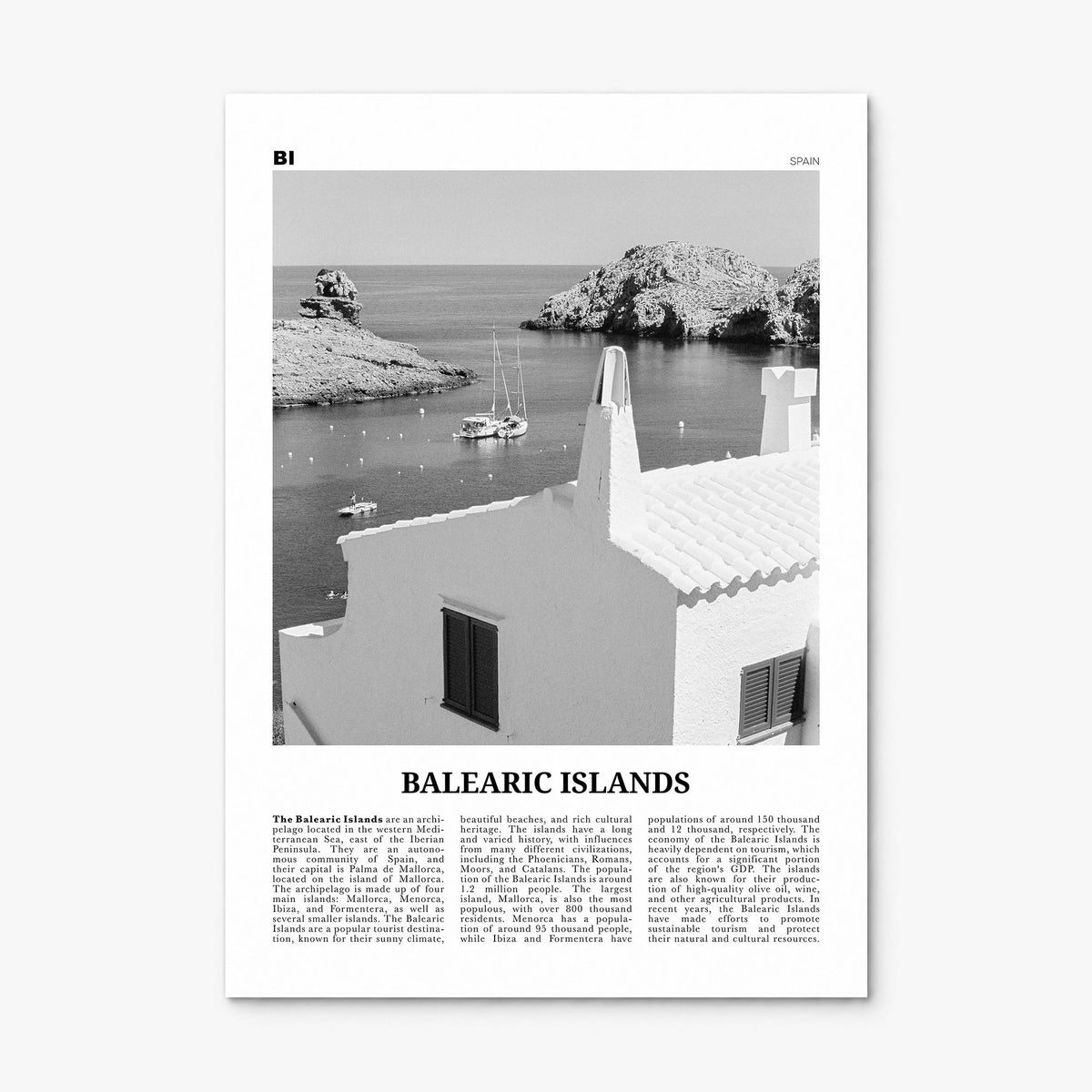 Balearic Islands Newspaper Poster, print only (unframed)