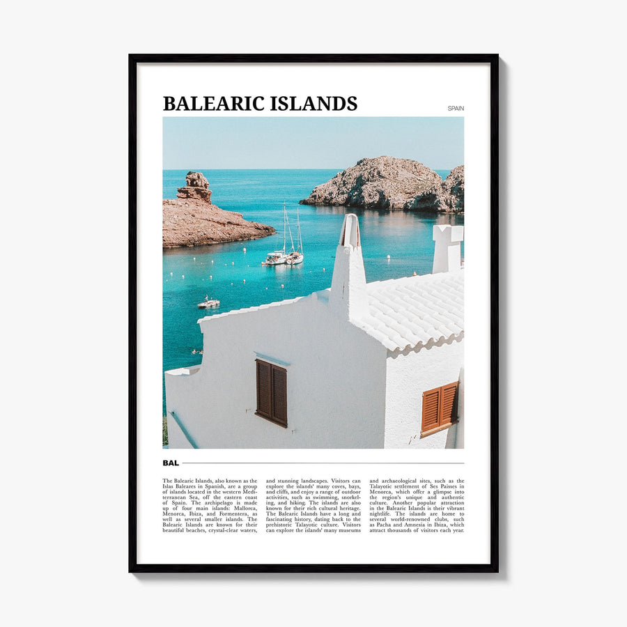 Balearic Islands Travel Poster, framed poster mockup