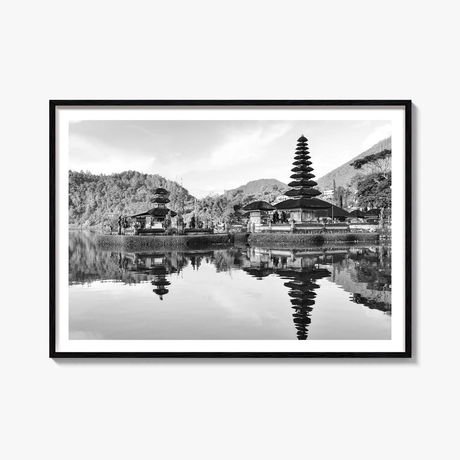 Bali black & white photo poster of Indonesia – horizontal wall art, unframed print shown in interior mockup