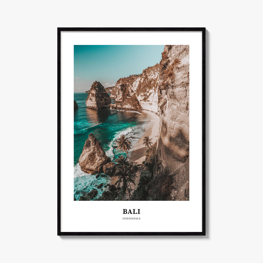 Bali colorful classic poster of Indonesia – vertical wall art, unframed print shown in interior mockup