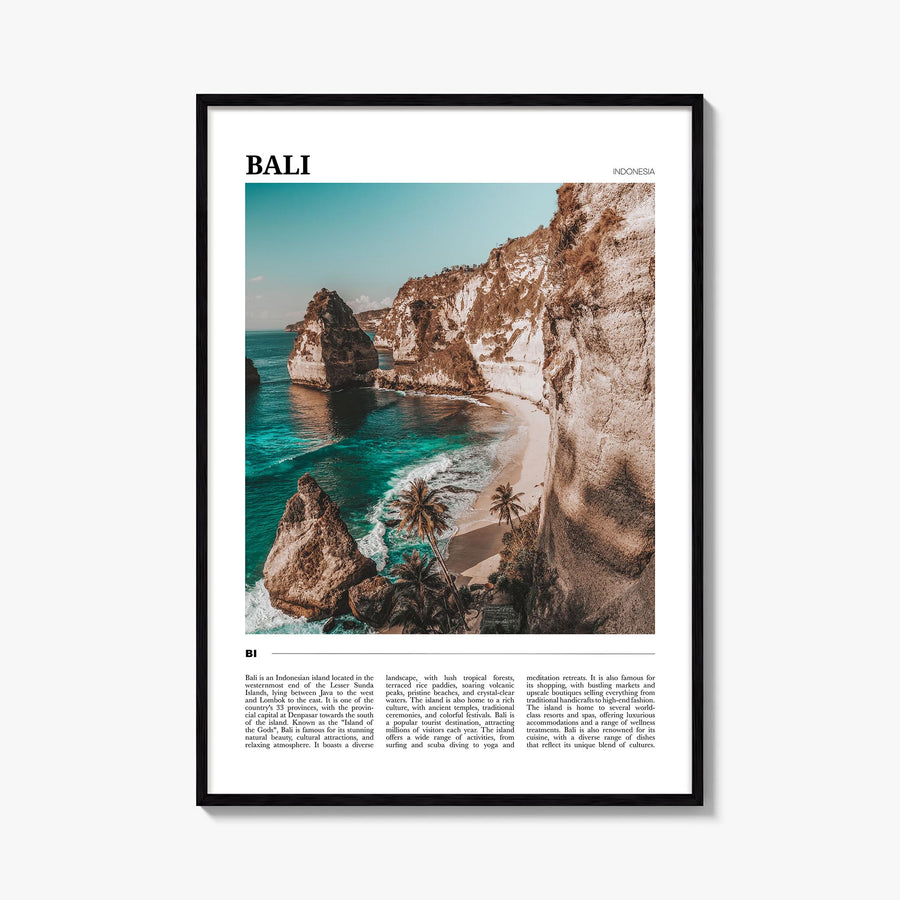 Bali colorful travel poster of Indonesia – vertical wall art, unframed print shown in interior mockup
