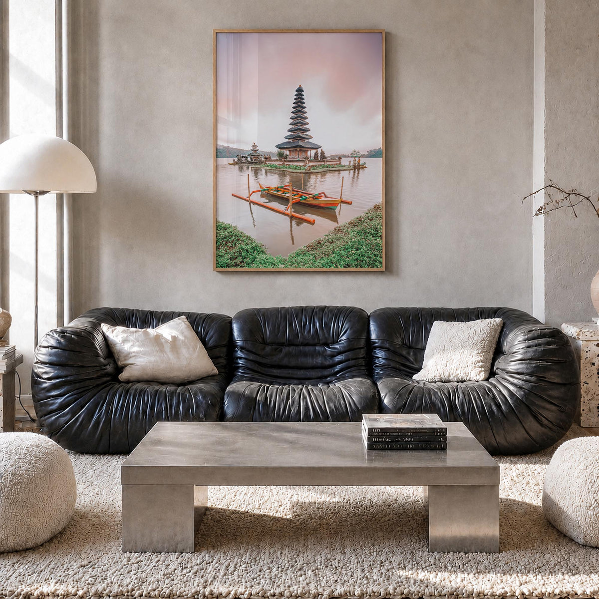 Bali no. 1 colorful photo poster of Indonesia – vertical wall art in natural wood frame, hanging on wall
