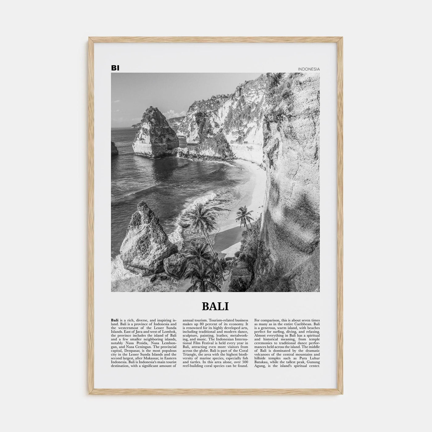 Bali No 1 Poster Natural Wood / 8x12 in Nbourhood Travel B&W Poster