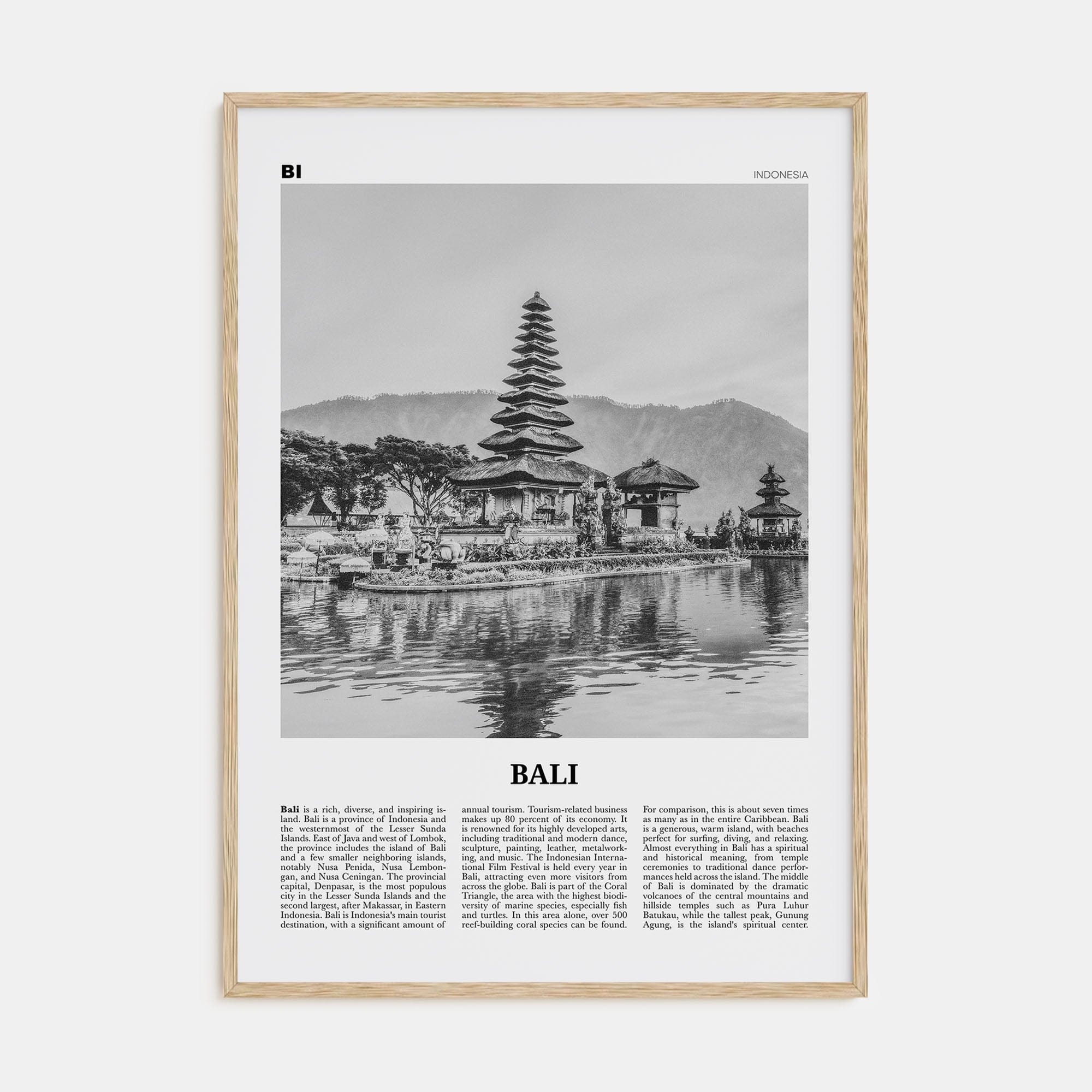 Bali No 2 Poster Natural Wood / 8x12 in Nbourhood Travel B&W Poster