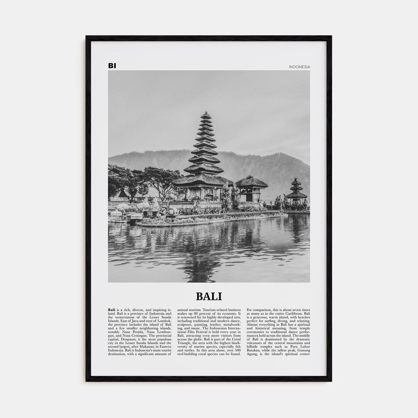 Bali No 2 Poster Black Wood / 8x12 in Nbourhood Travel B&W Poster