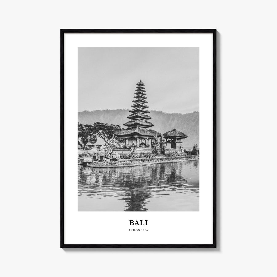 Bali no. 3 black & white classic poster of Indonesia – vertical wall art, unframed print shown in interior mockup