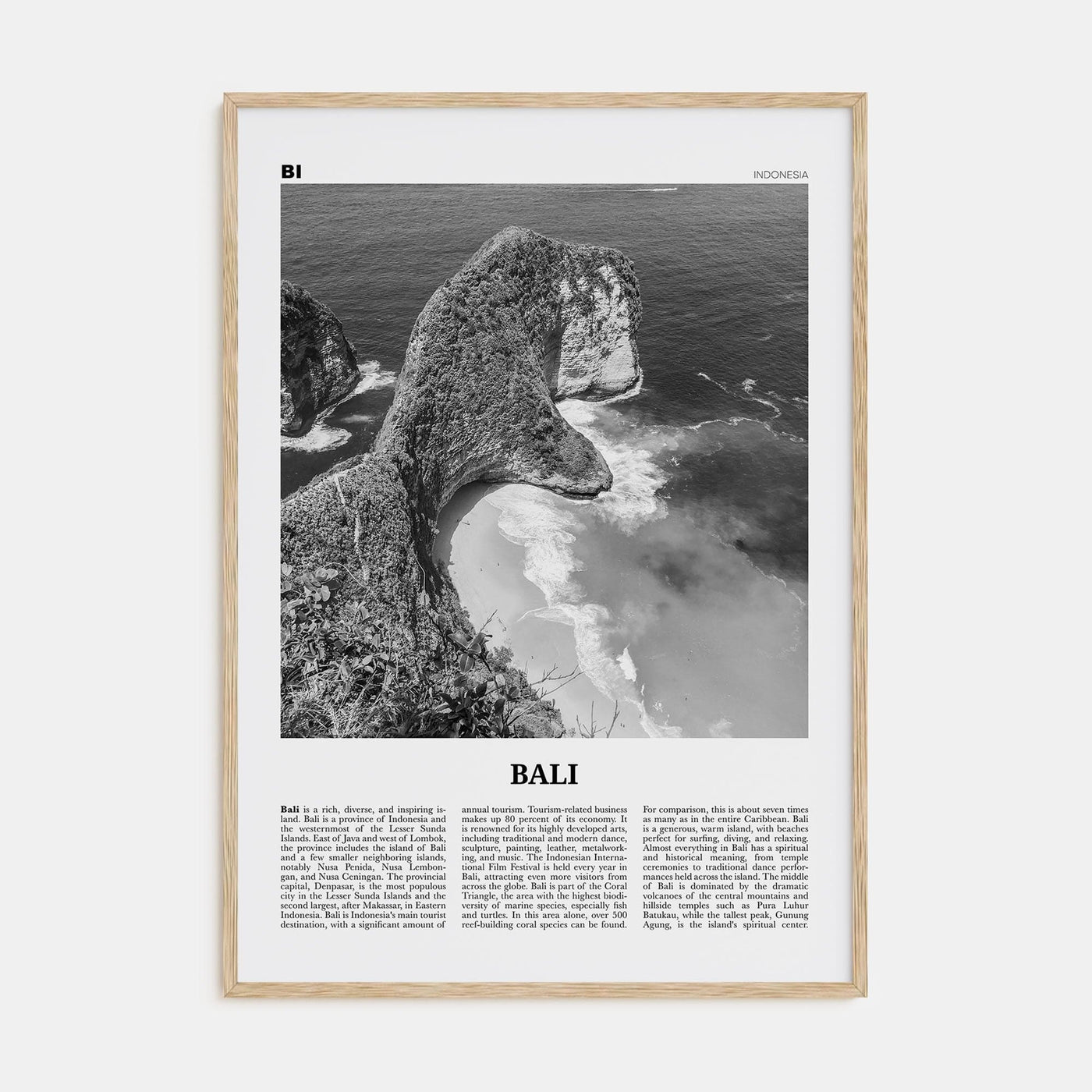 Bali No 3 Poster Natural Wood / 8x12 in Nbourhood Travel B&W Poster