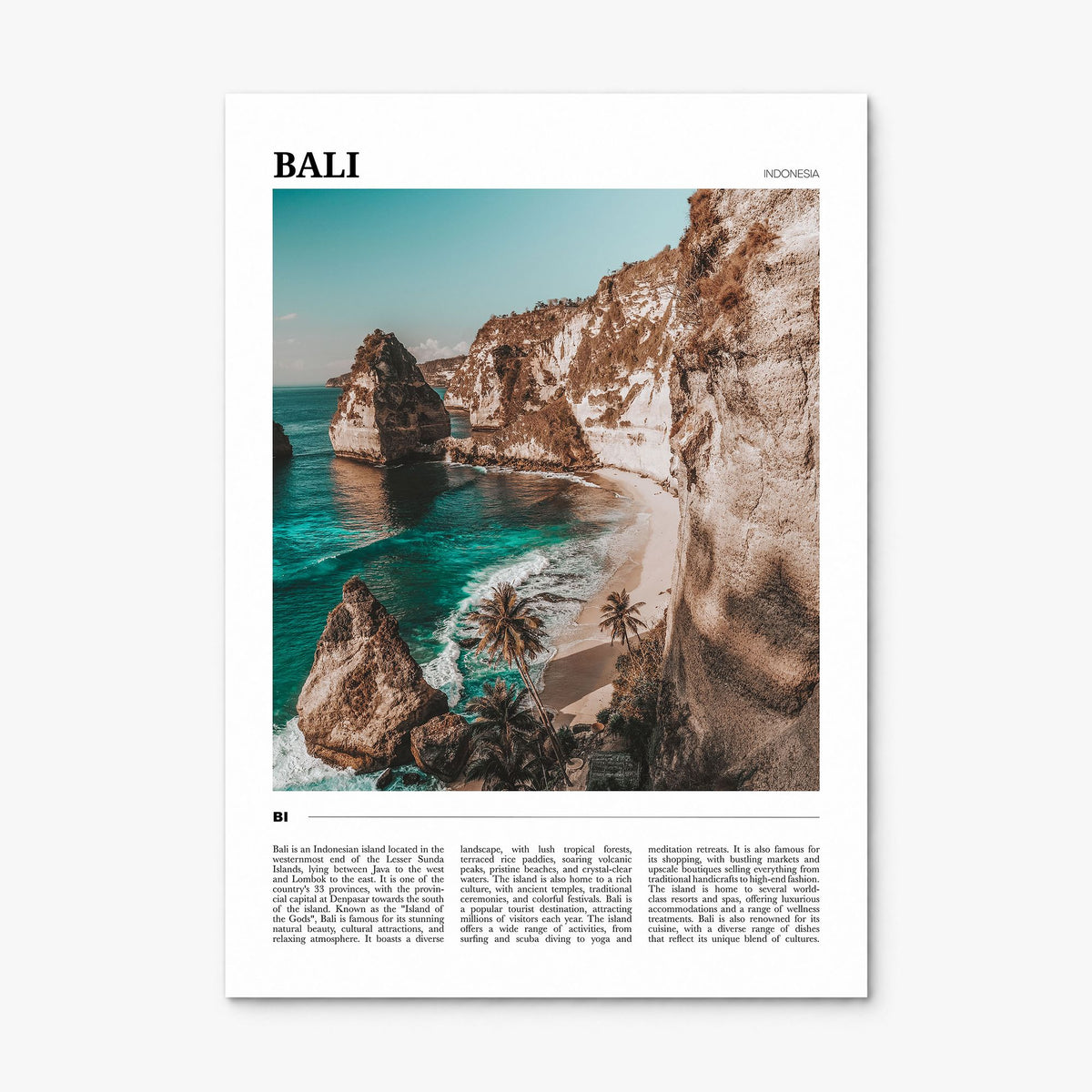 Bali Travel Poster, print only (unframed)