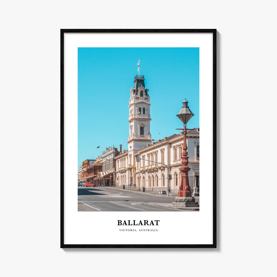 Ballarat colorful classic poster of Australia – vertical wall art, unframed print shown in interior mockup