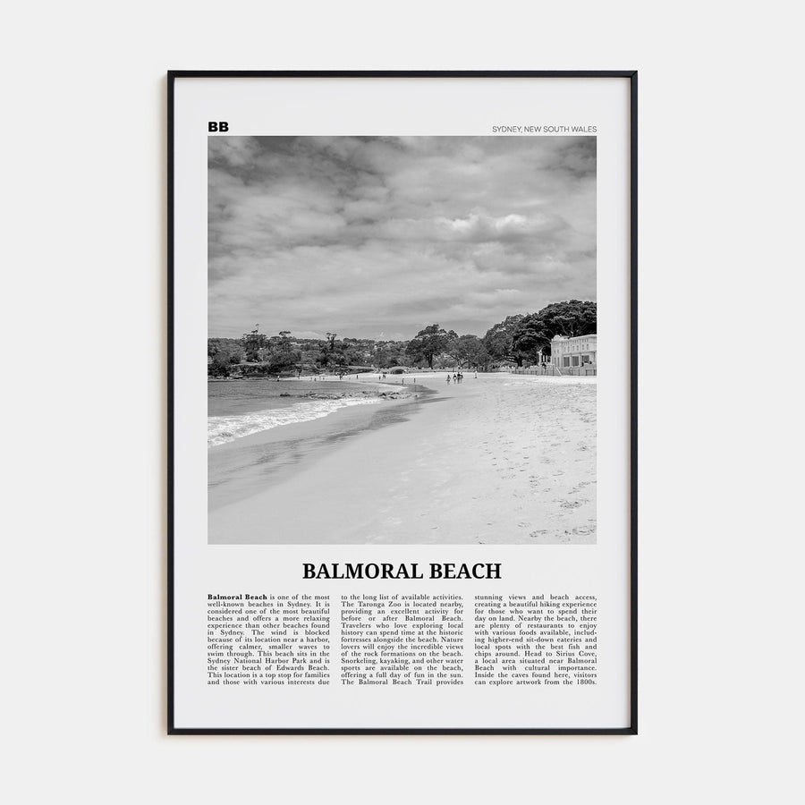 Balmoral Beach Poster None / 8x12 in Nbourhood Travel B&W Poster