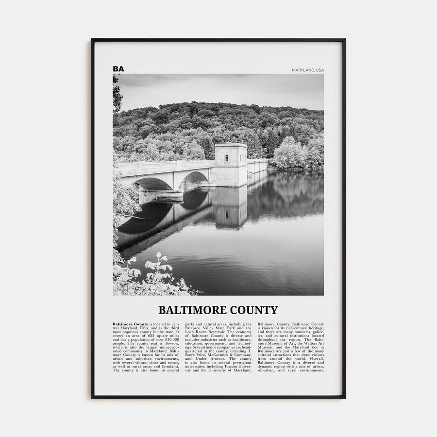 Baltimore County Poster None / 8x12 in Nbourhood Travel B&W Poster