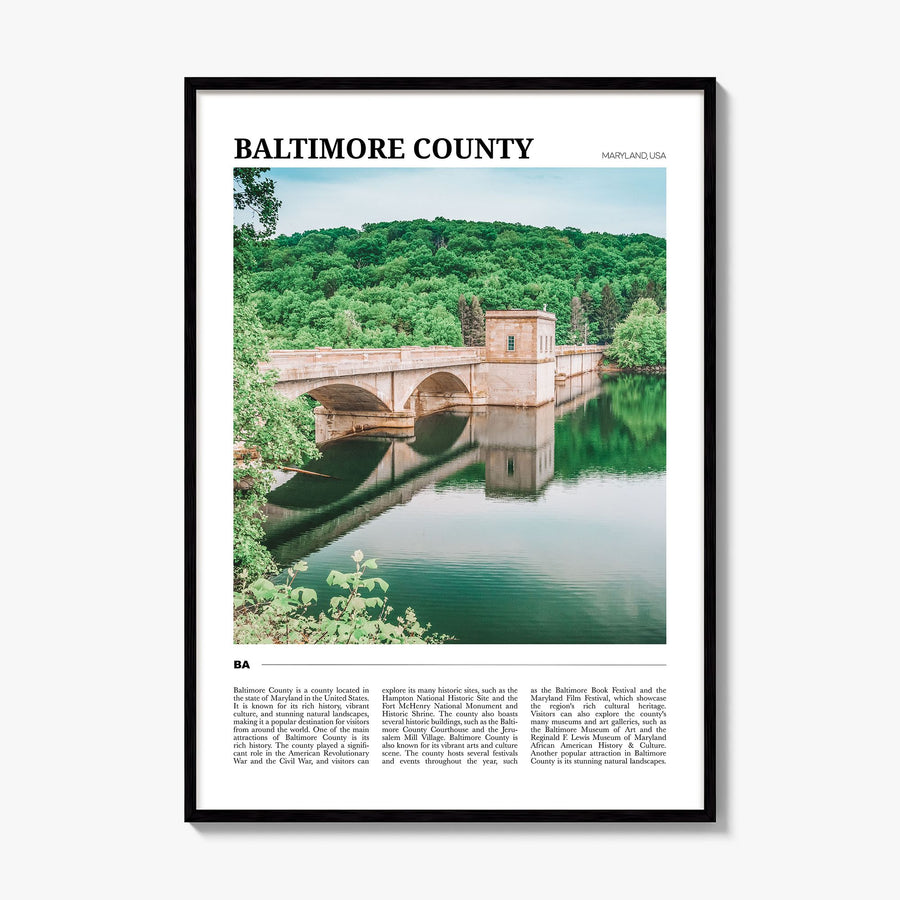 Baltimore County Travel Poster, framed poster mockup