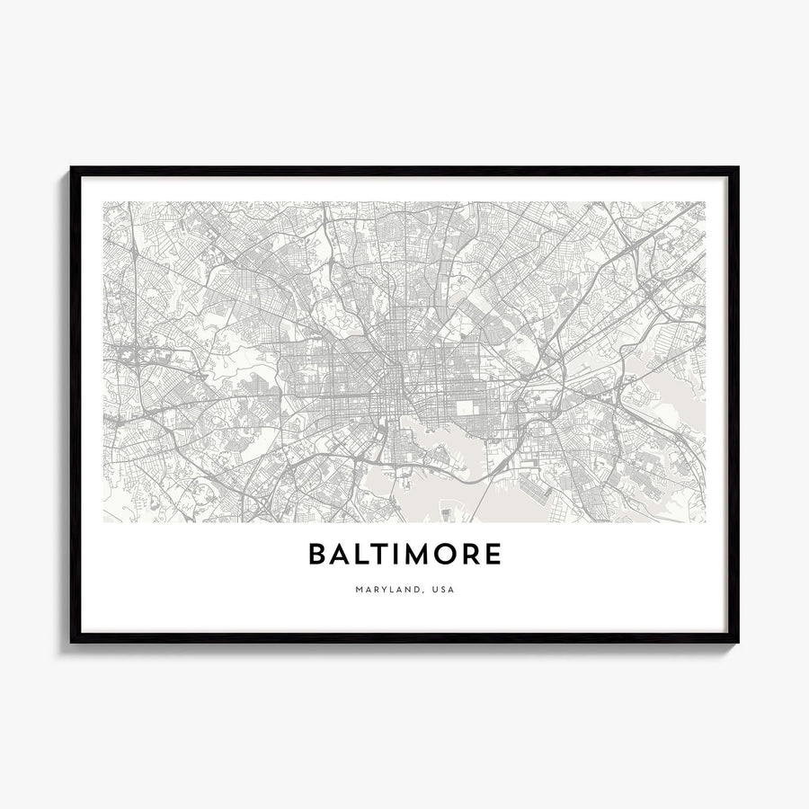 Baltimore Map Poster, framed poster mockup