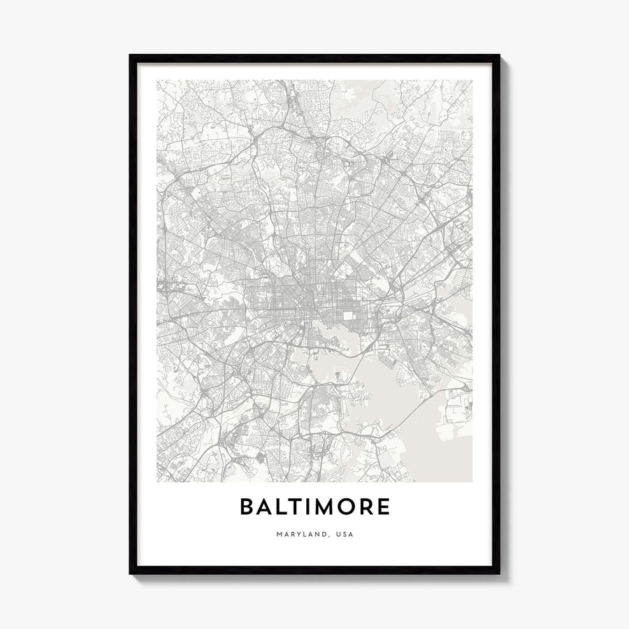 Baltimore Map Poster, framed poster mockup