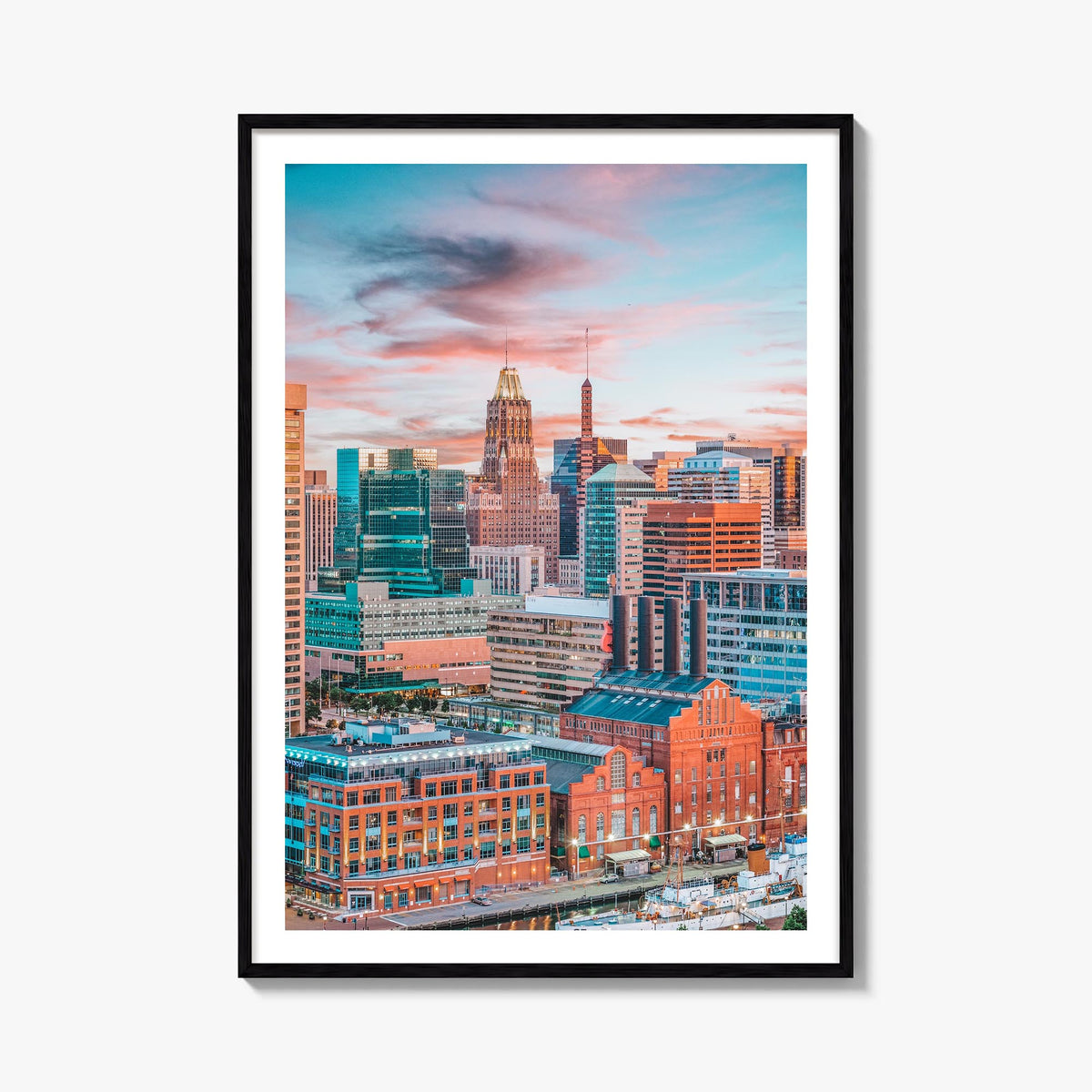 Baltimore no. 1 colorful photo poster of Maryland, USA – vertical wall art, unframed print shown in interior mockup