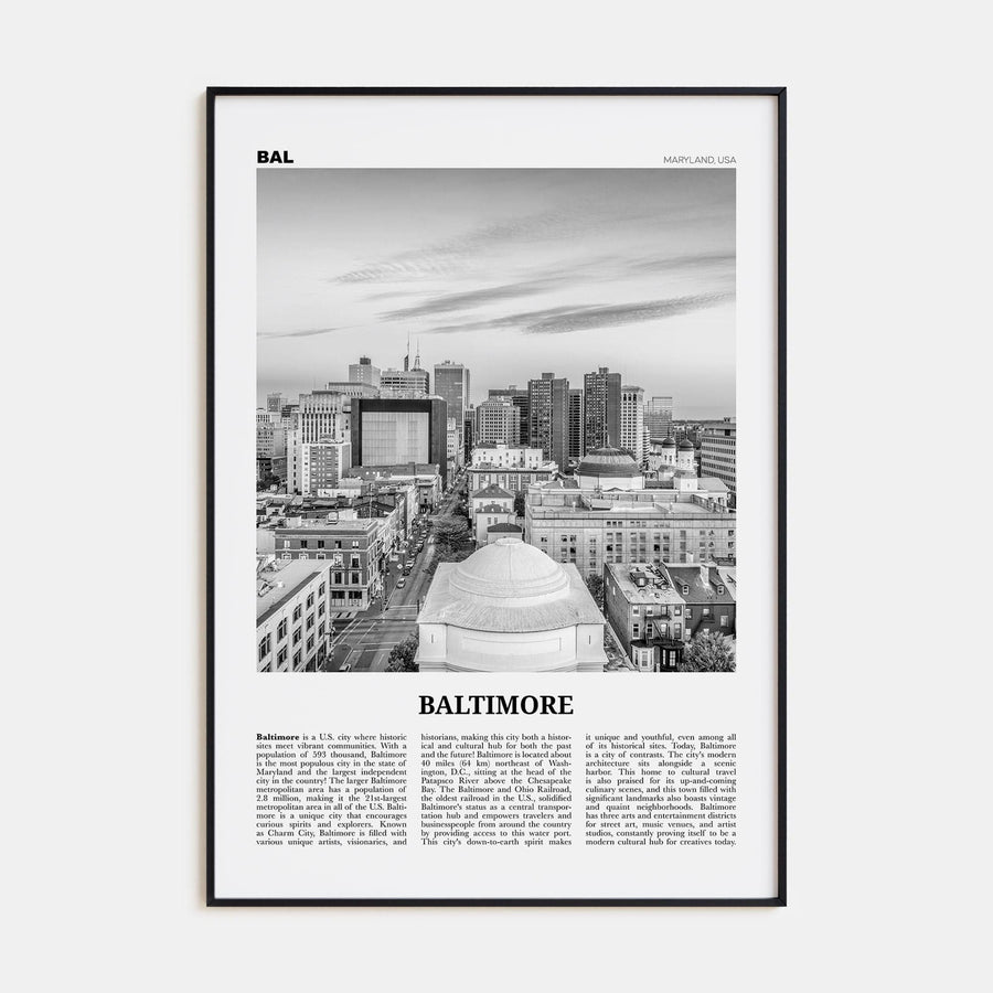 Baltimore No 2 Poster None / 8x12 in Nbourhood Travel B&W Poster