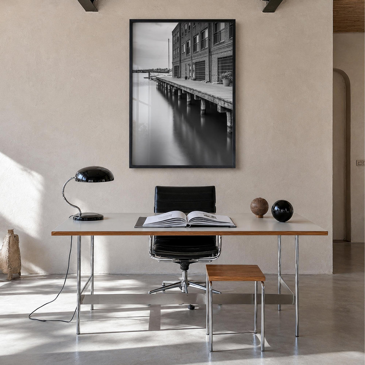 Baltimore no. 3 black & white photo poster of Maryland, USA – vertical wall art in black wood frame, hanging on wall