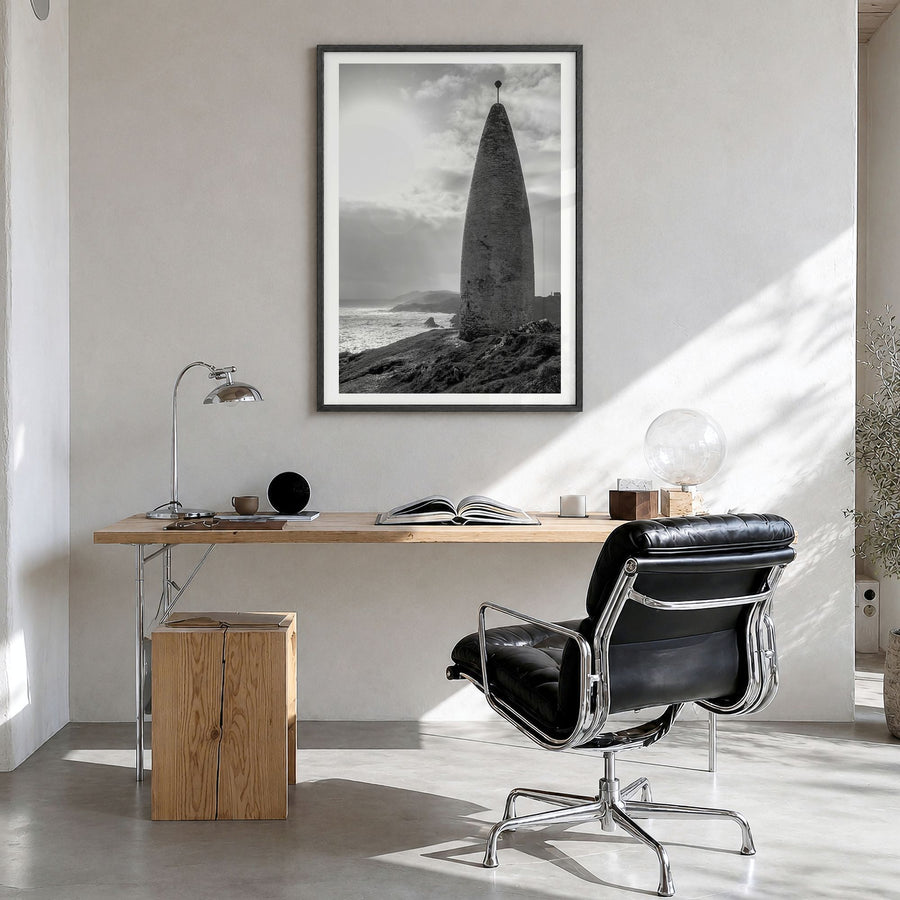 Baltimore Photo No 2 Poster in a black wood frame, hanging in a bright home office, white border