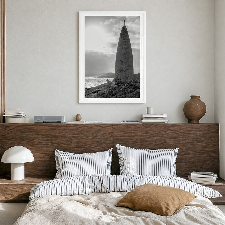 Baltimore Photo No 2 Poster in a white wood frame, hanging in a bedroom, white border