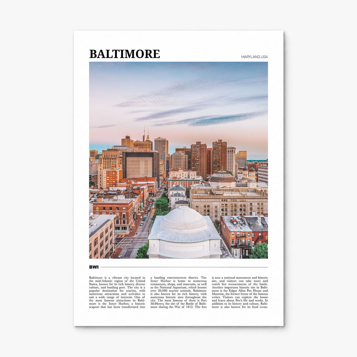 Baltimore Travel Poster, print only (unframed)