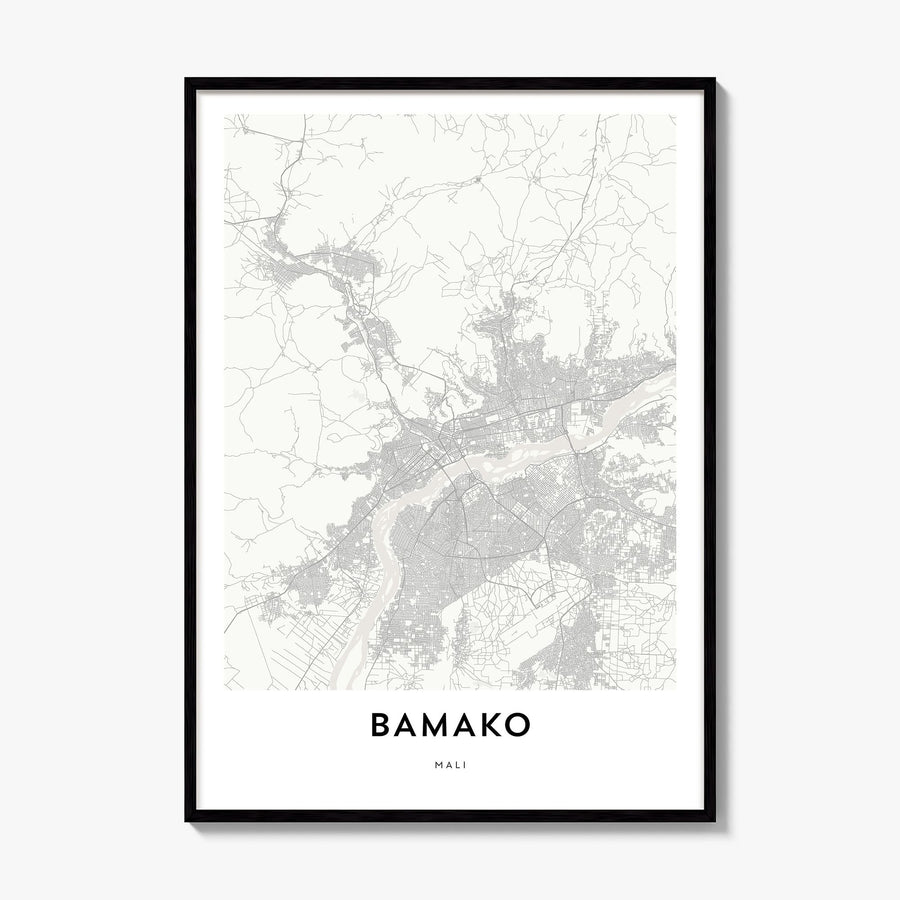 Bamako Map Poster, framed poster mockup