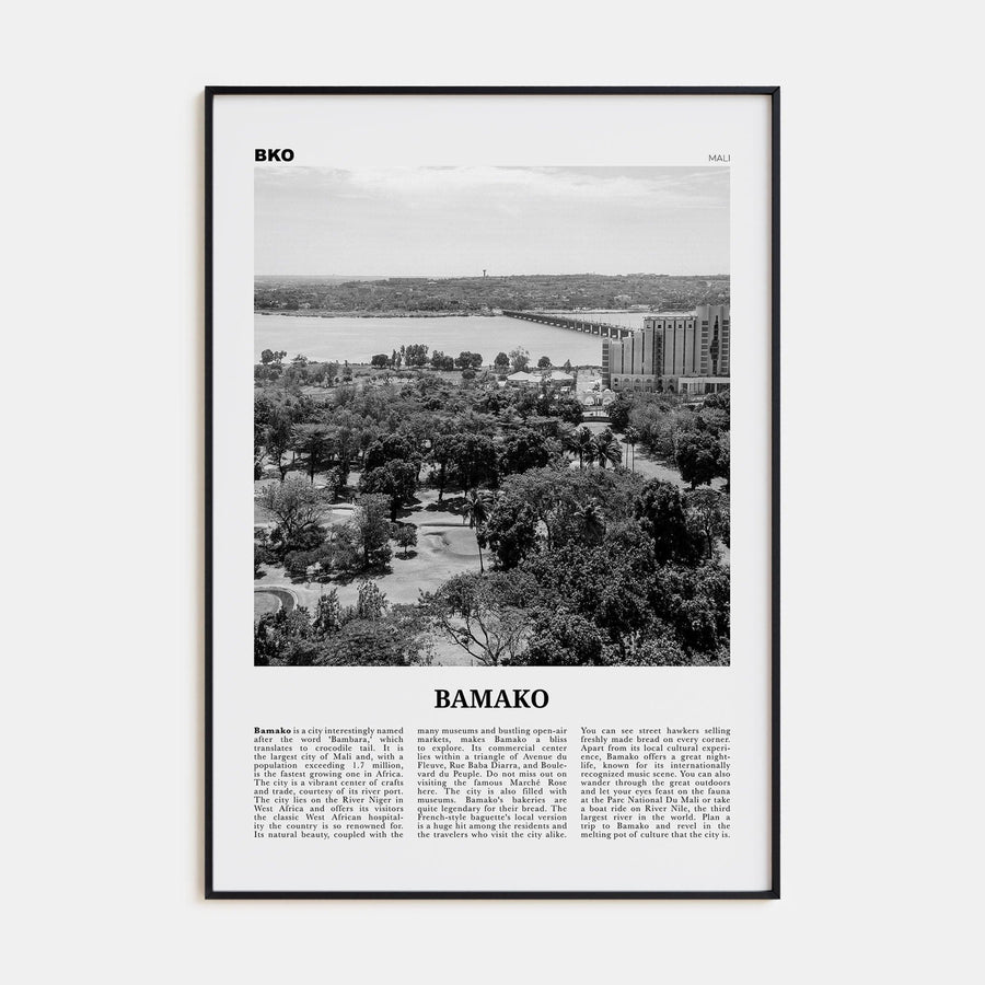 Bamako Poster Black Metal / 8x12 in Nbourhood Travel B&W Poster