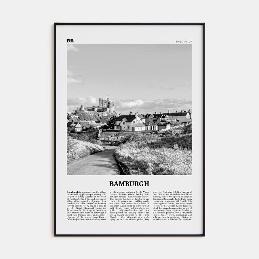 Bamburgh Poster None / 8x12 in Nbourhood Travel B&W Poster