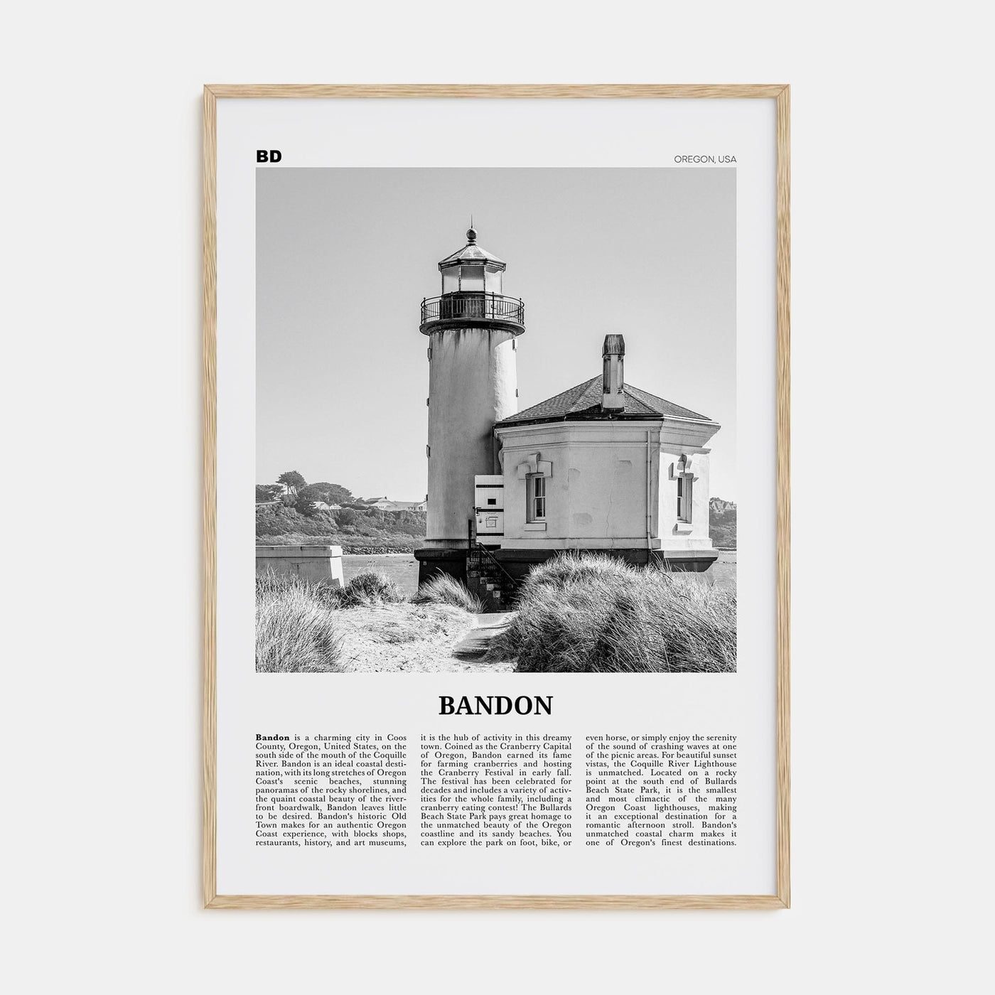 Bandon Poster Natural Wood / 8x12 in Nbourhood Travel B&W Poster